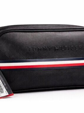 Tommy Hilfiger Black Toiletry Bag with Red and White Accents